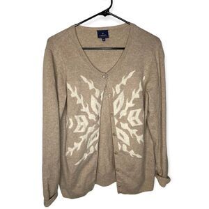 Cashmere collection cashmere merino wool snowflake sweater cardigan beige tan so